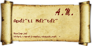 Apáti Máté névjegykártya